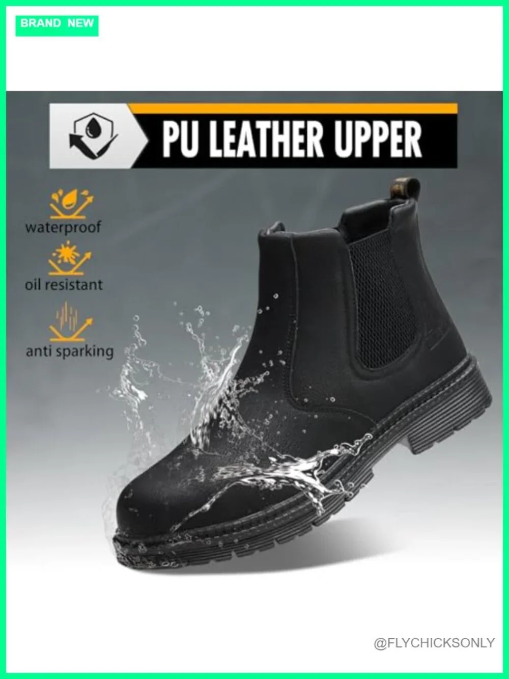 Steel Toe Chelsea Boots Men's Industrial Construction Shoes Waterproof